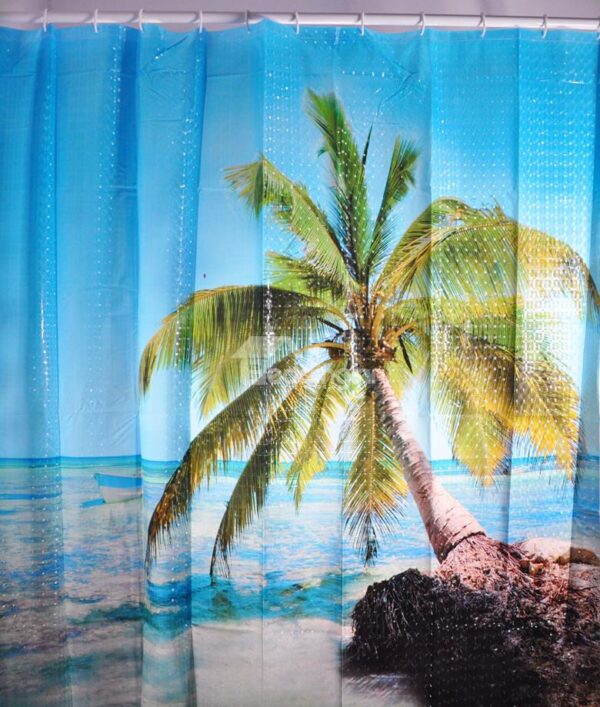 New Style Coconut Tree Waterproof Thicken 3D Shower Curtains