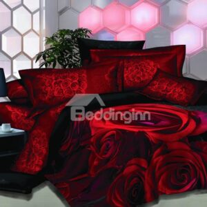 Vivid Bright Roses Printed Fitted Sheet