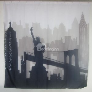 Black And White Statue Of Liberty 3D Shower Curtains