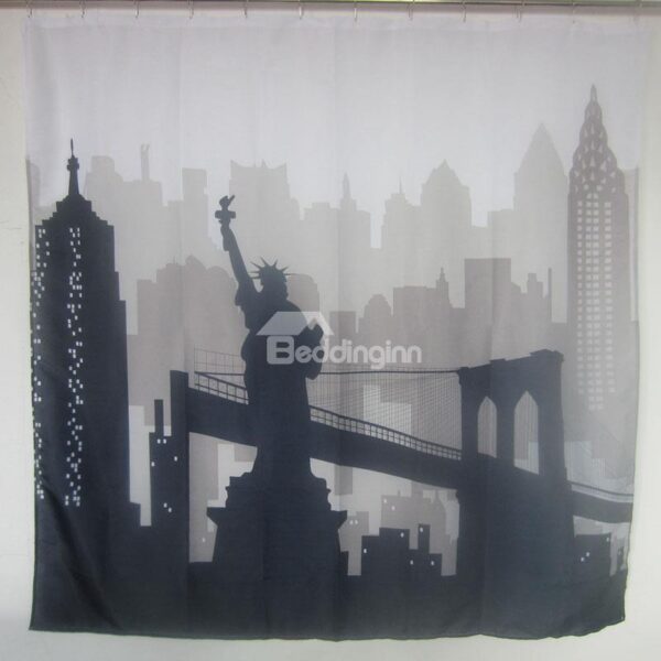 Black And White Statue Of Liberty 3D Shower Curtains