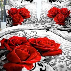 Fancy Three Red Roses Print 2-Piece Pillow Cases