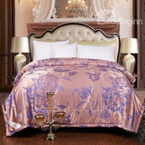 Jacquard Tribute Silk with Flowers Printing Quilt