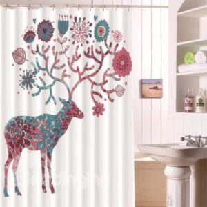 New Product Rich Deer Waterproof Mould Proof Shower Curtains