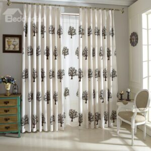 Contemporary Tree Pattern High Shading Degree Pinch Pleat Curtain