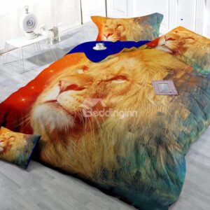Smart King Digital Print 4-Piece Satin Cotton Duvet Cover Sets