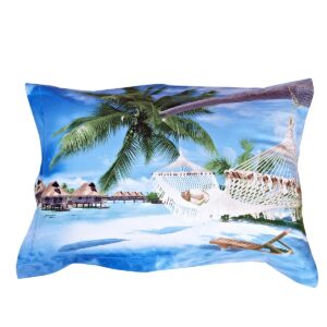 Beautiful Sand Beach and Coconut Palm One Pair Cotton Pillowcases