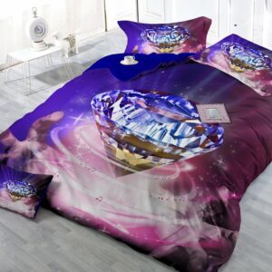 Diamond with Musical Notes Surrounding Digital Print 4-Piece Cotton Silky Duvet Cover Sets