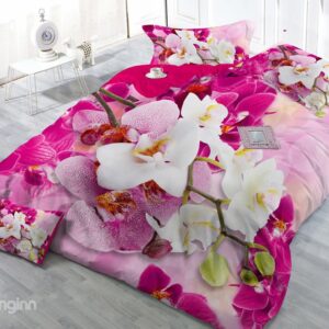 Personalized Digital Print Butterfly Orchid 4-Piece Cotton Duvet Cover Sets