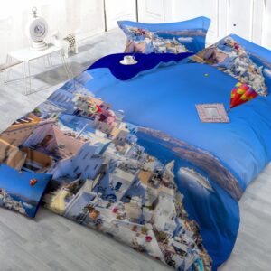 Cozy Coastal City Digital Print 4-Piece Cotton Duvet Cover Sets