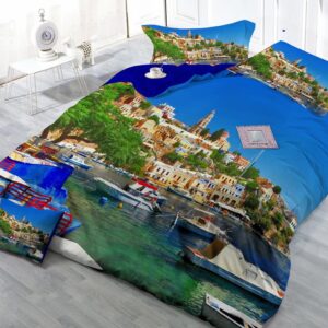 Personalized Tourist Resort Digital Print 4-Piece Cotton Duvet Cover Sets
