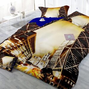 Brilliant City in Night Print 4-Piece Cotton Duvet Cover Sets