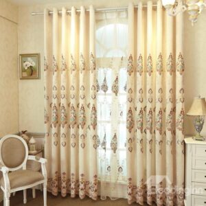 Top Class Shining Chenille Embroidery Grommet Top Curtain