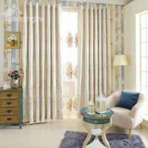 Stylish Tree Pattern Polyester Cotton Grommet Top Curtain