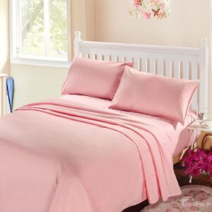 Exquisite Workmanship Bright Pink 4-Piece Cotton Sheet Set