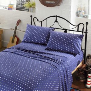Little White Dots Printing 4-Piece Cotton Sheet Set