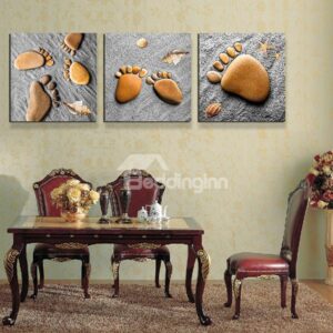 Cute Pebble Footprints Kids Will Love 3-Piece Crystal Film Art Wall Print