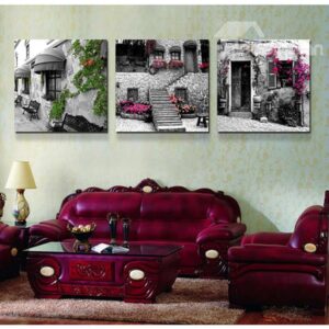 Old Movie Style Town Street 3-Piece Crystal Film Art Wall Print