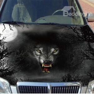 Dark Night and Wolf Head Printing Car Engine Sticker