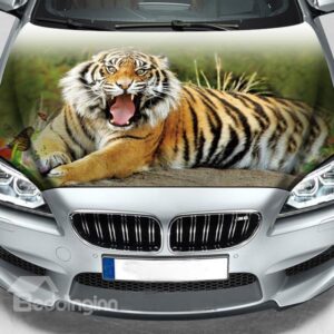 Vivid Tiger Printing Customized Sun Block PVC Car Engine Sticker