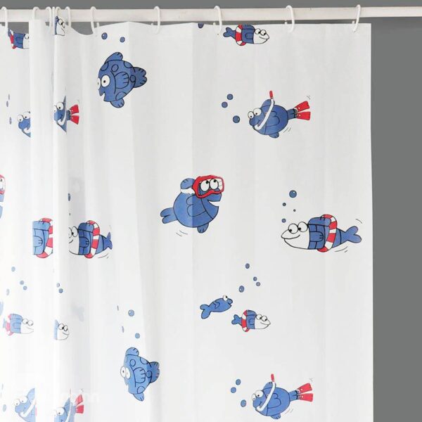 White Background Diving Lovely Fish Waterproof Shower Curtains