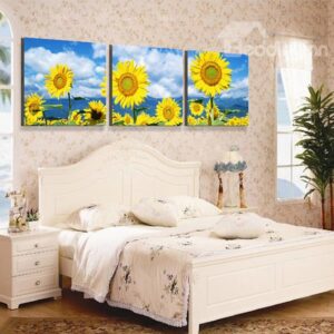 Bright Sunflowers 3-Piece Crystal Film Art Wall Print