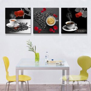 Roses and Coffee 3-Piece Crystal Film Art Wall Print