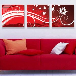 Abstract Flowers in White Line 3-Piece Crystal Film Art Wall Print