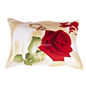 Romantic Style Bright Love Rose One Pair Cotton Pillowcases