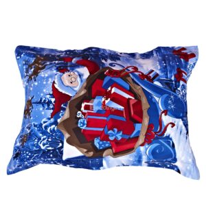 Christmas Gift Red Santa Claus Reactive Print One Pair Cotton Pillowcases