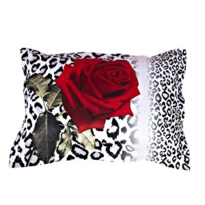 Sexy Red Rose and Leopard Print One Pair Cotton Pillowcases