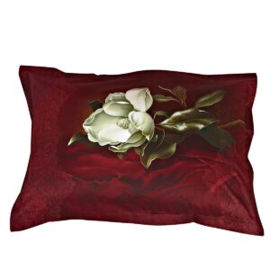 Retro Fashion White Flower Print One Pair Cotton Pillowcases