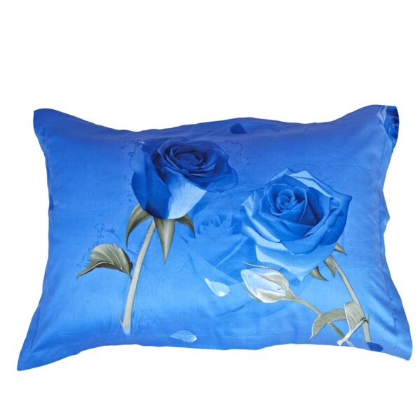Luxury Blue Roses Print One Pair Cotton Pillowcases