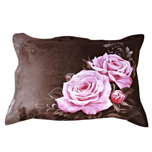 Lifelike Big Pink Roses with Brown Background One Pair Pillowcases