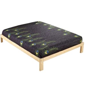 Wonderful Peacock Feather Printing Cotton Fitted Sheet