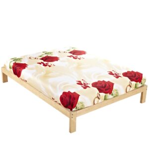 Romantic Style Bright Love Rose Cotton Fitted Sheet