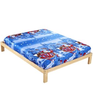 Christmas Gift Red Santa Claus Reactive Print Cotton Fitted Sheet