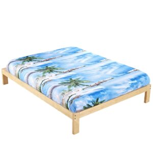 Beautiful Sand Beach and Coconut Palm Cotton Fitted Sheet