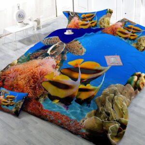Stunning Sea World Digital Print 4-Piece Cotton Duvet Cover Set