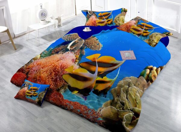 Stunning Sea World Digital Print 4-Piece Cotton Duvet Cover Set