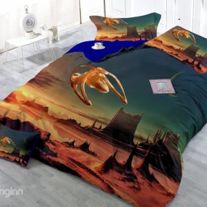 Alien Landscape Digital Print 4-Piece Cotton Duvet Cover Set