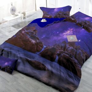 Amazing Purple Starry Sky Print 4-Piece Cotton Duvet Cover Set