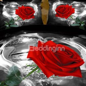 Wild Black and Red Rose Print One Pair Cotton Pillowcase