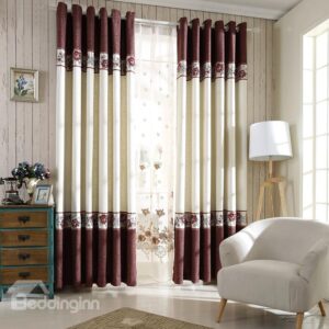 New High Class Gorgeous Stitching Linen Grommet Top Curtain