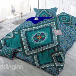 Geometric Patterny Digital Print 4-Piece Cotton Duvet Cover Set