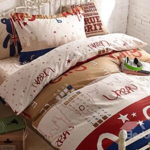 Number City Print 3-Piece Cotton Kids Duvet Cover Sets