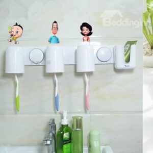 Wonderful Adhesive Disc Gathering Three-Cup Toothbrush Holder