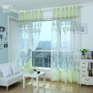 Adorable Green Tree Pattern Custom Sheer Curtain