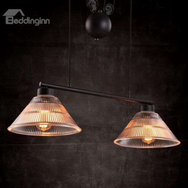 Retro American Country Style Loft Dining Room Corridor Crystal 2-Head Pendant Light