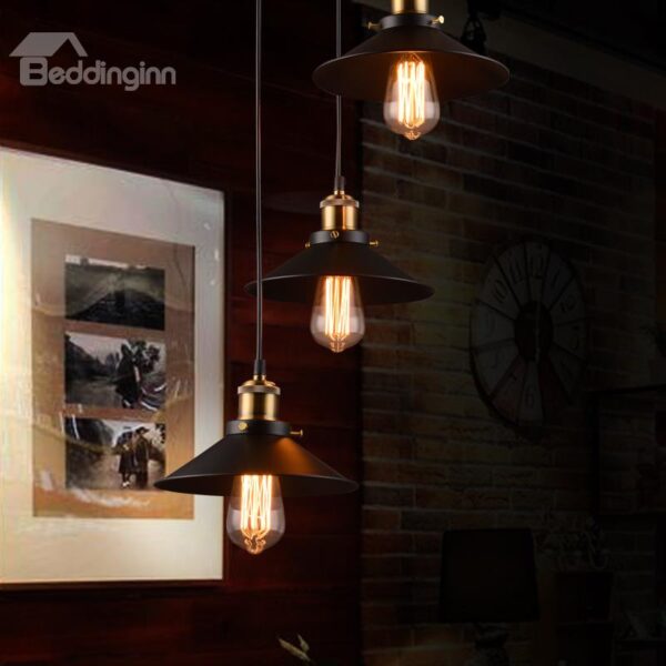 Nordic Retro Creative Bar Restaurant Loft Decoration 3-Head Pendant Lights Black