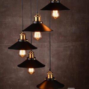 Nordic Retro Creative Bar Restaurant Loft Decoration 5-Head Pendant Lights Black